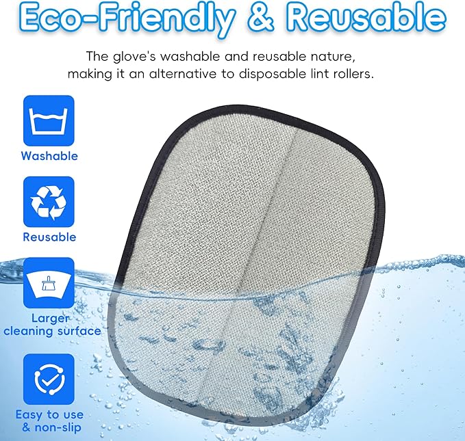 Thickened Ectrostatic Pet Hair Removal Glove, Magic Brush Pet Hair Remover Tool for Cat & Dog, Upgraded Reusable Pet Hair Gloves for Couch, Clothing, Carpet & Car Seat, Cat Grooming Gloves