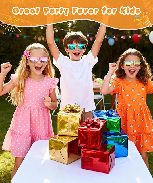 Sumsun Kids Sunglasses Bulk Party Favors, Boys Girls Sunglasses for Kids Age 3-8, UV400 Neon Glasses for Kid Pool Birthday