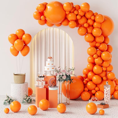 154pcs Orange Balloons Different Sizes 5/10/12/18 Inch Orange Balloons for Balloon Arch Halloween Balloons Garland Kit for Fall-Themed Parties Wedding Birthday Bridal Shower Autumn Party Decorations