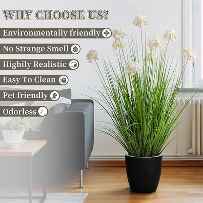 36in Lifelike Artificial Tall Grass Plant with 9 Lifelike Dandelion Flower and Non-Toxic,odorless Fake Tall Frass Plant Fake Plants for Indoor Decoration,Home Decor