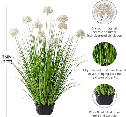 36in Lifelike Artificial Tall Grass Plant with 9 Lifelike Dandelion Flower and Non-Toxic,odorless Fake Tall Frass Plant Fake Plants for Indoor Decoration,Home Decor