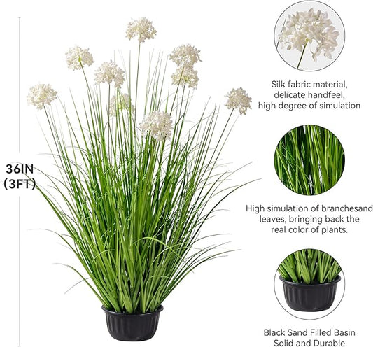 36in Lifelike Artificial Tall Grass Plant with 9 Lifelike Dandelion Flower and Non-Toxic,odorless Fake Tall Frass Plant Fake Plants for Indoor Decoration,Home Decor