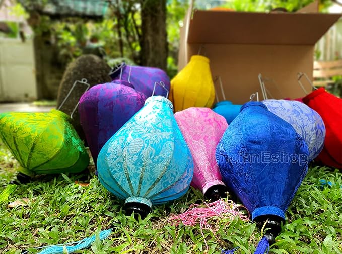 Wedding Lanterns Bulk Vietnamese Silk Lanterns 16'' for Christmas Decoration New Year Decor Garden Party Decoration (Set 50 pcs)