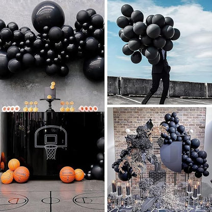 PartyWoo Black Balloons 50 pcs 12 Inch Matte Black Latex Helium Balloons for Graduation Halloween New Year Anniversary Birthday Retirement Party Decorations Black-Y18