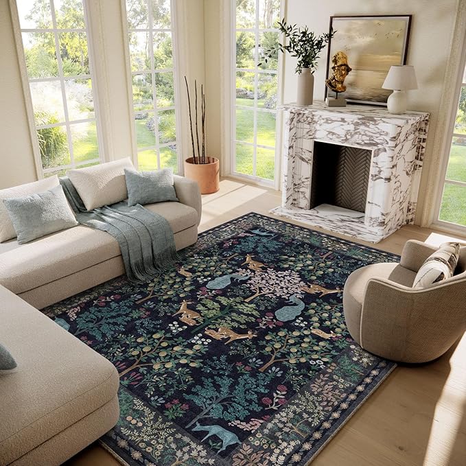 6x9 Area Rugs for Living Room: Washable Bedroom Rug Stain Resistant Non Slip Low Pile Lightweight Soft Carpet Rugs for Dining Room Kitchen Nursery Kids Room Playroom Home Office Indoor