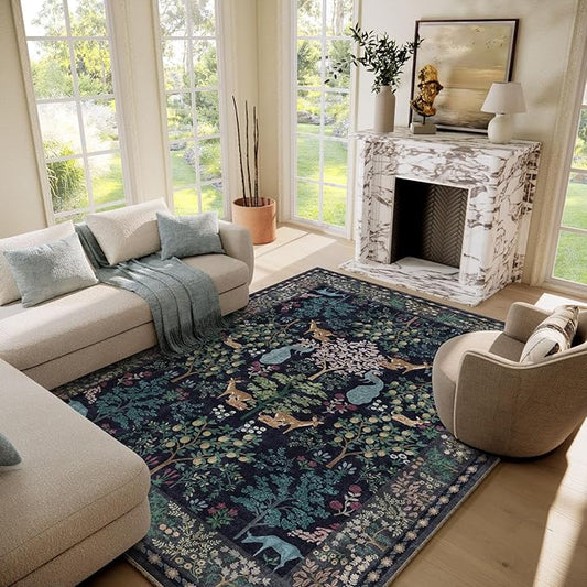 6x9 Area Rugs for Living Room: Washable Bedroom Rug Stain Resistant Non Slip Low Pile Lightweight Soft Carpet Rugs for Dining Room Kitchen Nursery Kids Room Playroom Home Office Indoor