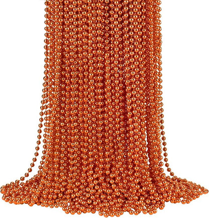 YAXINRUI 72 PCS Orange Bead Necklace, Orange Mardi Gras Beads, 33 Inch Halloween Beaded Necklace for Mardi Gras Christmas Halloween Festive Events