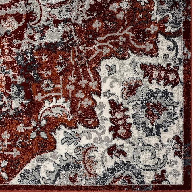LUXE WEAVERS Moroccan Red 5x7 Medallion Area Rug for Living Rooms