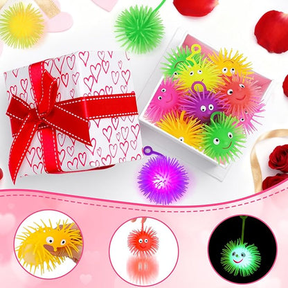 24 PCS Light Up Balls Valentines Day Gifts for Kids Light Up Party Favors for Kids Classroom Valentines Goodie Bags Stuffers Prizes LED Puffer Balls Pinata Bulk Toys New Year Eve Party Supplies