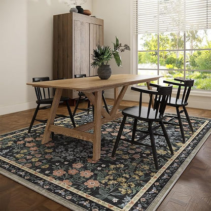 Washable Living Room Area Rug: 8x10 Rugs for Bedroom Stain Resistant Non Slip Low Pile Lightweight Soft Carpet for Kitchen Dining Room Farmhouse Kids Room Nursery Indoor