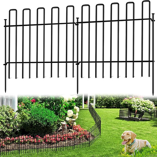 26 Panels No Dig Animal Barrier Fence, 13in(H) x 37ft(L) Garden Edging Border Fencing, Rustproof Metal Stakes Decorative Garden Fence, Dog Digging Defense Fencing Barrier for Outdoor, Yard, Patio