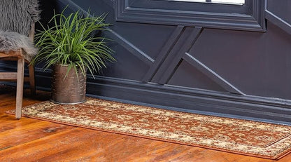 Rugs.com Aditi Collection Rug – 2' 2 x 6' Runner Brick Red Low Rug Perfect for Living Rooms, Large Dining Rooms, Open Floorplans