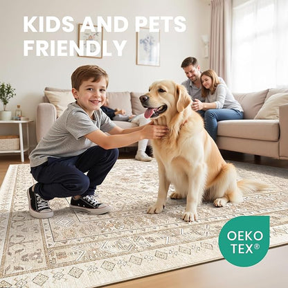zesthome Washable Runner Rug 2.5x12 - Stain Resistant Entryway Rug,Ultra-Thin Kitchen Rugs, Anti Slip Backing Runner Rugs for Entrance Laundry Room Indoor Hallway (Cream/Beige,2.5'x12')