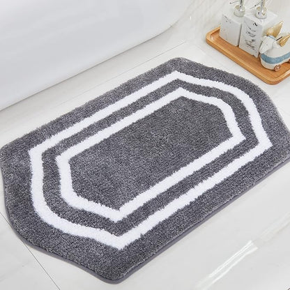 COSY HOMEER Extra Thick Bath Rugs - Anti-Slip Bath Linen Sets Mats Soft Plush 100% Strong Mirco Polyester Mat Living Room Bathroom Floor Water Absorbent(Grey,24x36 - Inches)