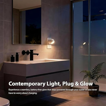 Mini LED Night Light Plug-in Smart Sensor Directional Lamp with 360° Rotating Head Auto Dusk to Dawn Lighting Energy Saving Pet Friendly Wall Light