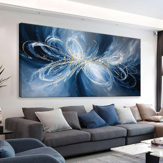 Large Wall Art For Living Room Decor Abstract White Blue Wall Art Prints Ready To Hang Room Wall Decor For Bedroom Canvas Prints Kitchen Office 29x58 Inch