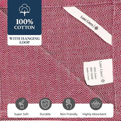 LANE LINEN Kitchen Towels Set - 100% Pure Cotton Dish Towels for Kitchen, Super Absorbent Kitchen Hand Towel, Tea Towels, Soft & Durable Dish Cloths, Pack of 12 – 14”x25”, Red
