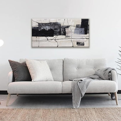 Black And White Abstract Wall Art Small Size Home Decor Artwork abstract wall decor Modern Minimalist Canvas Art Wall Decor Bedroom Office Wall Decor 20"X40"