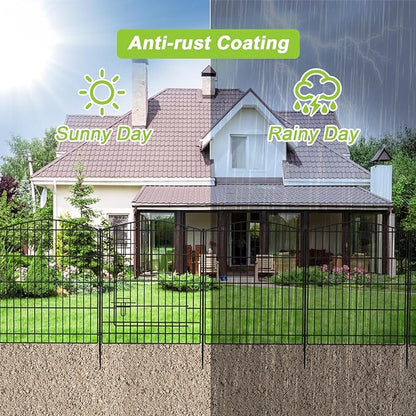 INJOPEXI Garden Fence 12 Panels 23.6ft (L)×30in (H) Decorative Garden Fences with 11 Panels + 1 Gate, No Dig Animal Barrier Fencing Rustproof Metal Wire Temporary Dog Fence Border for Outdoor Yard