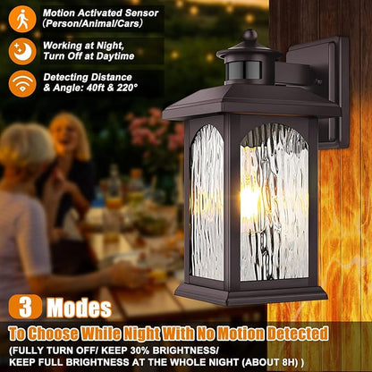 2 Packs Motion Sensor Outdoor Lights - Brown Dusk to Dawn Outdoor Lighting, Oil Rubbed Bronze Exterior Light Fixtures, Waterproof Porch Lights Wall Sconce for House, Garage, Entryway Anti-Rust