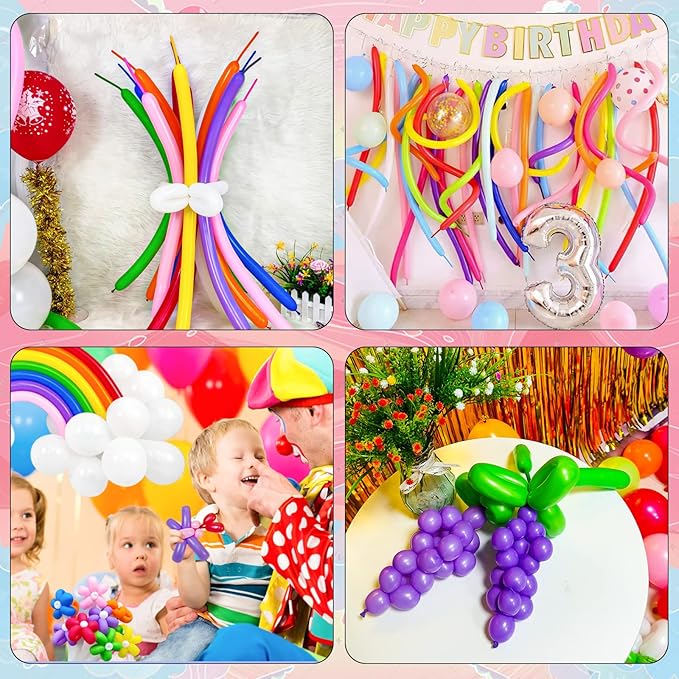 Yellow 260 Long Skinny Twisting Animal Balloons, Rainbow Balloons for Animal Shapes Carnival Festival Party Supplies 100pcs