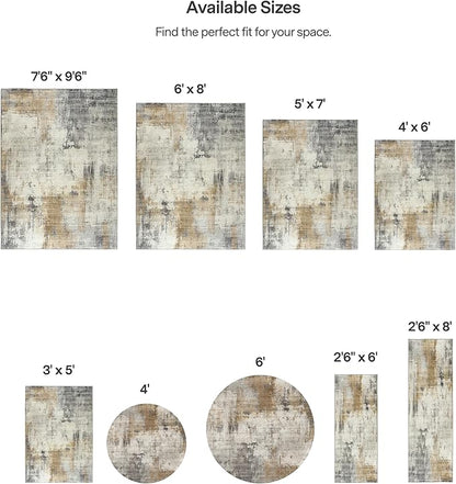 ReaLife Rugs Machine Washable Area Rug Runner - Living Room Bedroom Bathroom Kitchen Entryway Office - Padded Low Pile Stain Resistant Premium - Modern Abstract Contemporary - Quinn - Beige 2'6" x 6'