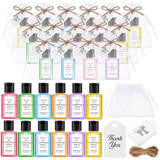 Frienda 24 Sets Black Wedding Hand Sanitizer Gift Set Travel Size Hand Sanitizers Gift Bulk Mini Sanitizer for Homeless Nursing Home Appreciation Gifts for Coworker