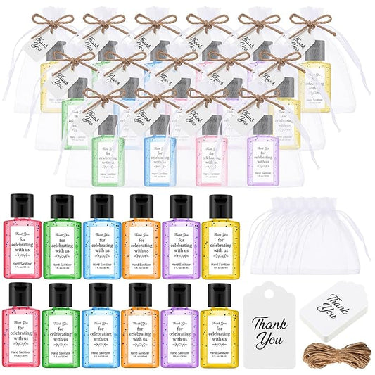 Frienda 24 Sets Black Wedding Hand Sanitizer Gift Set Travel Size Hand Sanitizers Gift Bulk Mini Sanitizer for Homeless Nursing Home Appreciation Gifts for Coworker