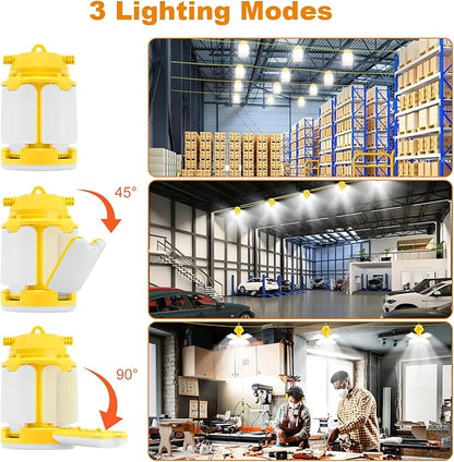 50FT Construction String Lights, 150W LED Industrial Grade 3 Adjustable Light Panels 15000LM Super Bright for Construction Sites,Temporary Work, Jobsite,Outdoor Lighting with 5 Bulbs and Climbing Hook