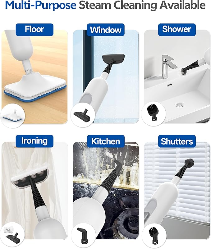F2 Steam Mop,12-in-1 Handheld Steam Cleaner,Powerful Detachable Steam Mop for Floor Cleaning,360ML Tank,15FT Power Cable,Scrubbing Steam Cleaner for Home,Hardwood,Tile,Grout,Furniture-White