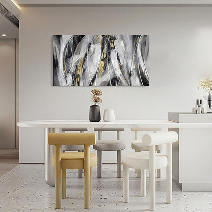KLAKLA Abstracr Wall Art for Office - Black Wall Decor Gold White Gray Abstracr Canvas Wall Art - Bedroom Art Painting Picture Artwork for Wall - 20x40 Inches