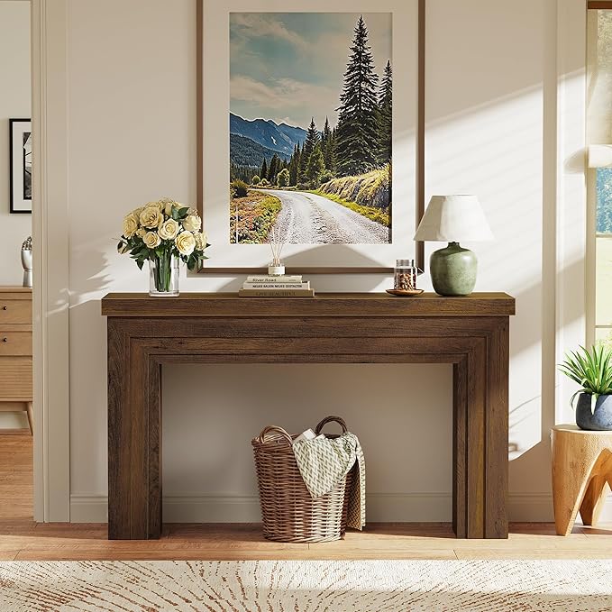 Huuger 54 Inch Entryway Table, Retangular Console Table with Storage, Farmhouse Sofa Table Behind The Couch, Long for Entrance, Hallway, Foyer, Living Room, Retro