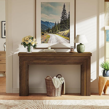 Huuger 54 Inch Entryway Table, Retangular Console Table with Storage, Farmhouse Sofa Table Behind The Couch, Long for Entrance, Hallway, Foyer, Living Room, Retro
