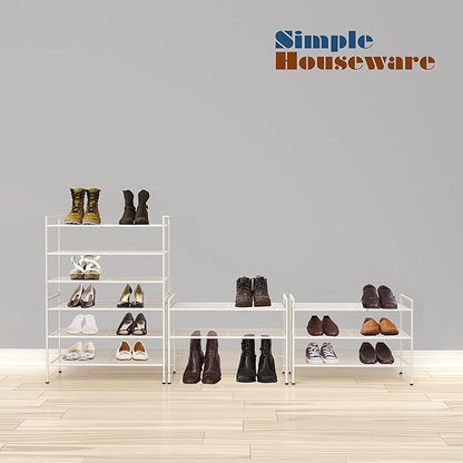SIMPLE HOUSEWARE 3-Tier Stackable Mesh Shoe Rack, White