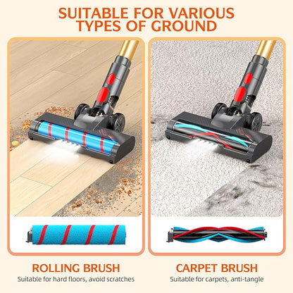 Cordless Vacuum Cleaner,550W 70Mins Powerful Suction Stick Vacuum, Anti-Tangle, Lightweight Vacuum Cleaner for Home with LED Screen, Rechargeable Vacuum Cordless for Carpet/Pet Hair/Hard Floor