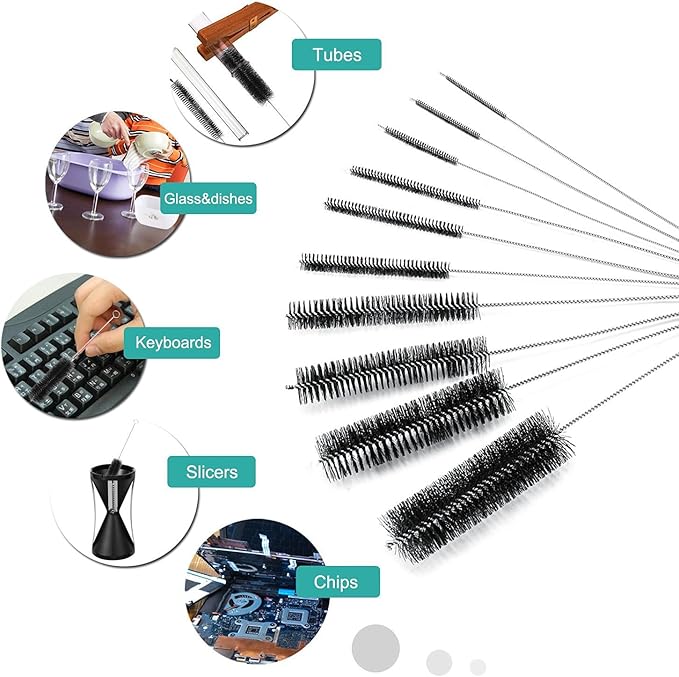 LOVEINUSA Straw Cleaner Brush, 8.2 Inch Nylon Pipe Cleaners, Bottle Brushes for Reusable Straws, Baby Sippy Cup, Syringes, Thermos, Hummingbird Feeders, Set of 10PCS