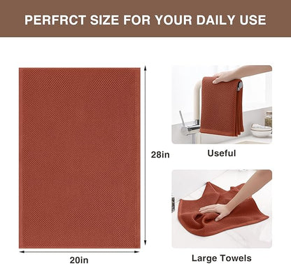 Homaxy 100% Cotton Waffle Weave Kitchen Dish Towels, Ultra Soft Absorbent Quick Drying Cleaning Towel, 20x28 Inches, 4-Pack, Rust