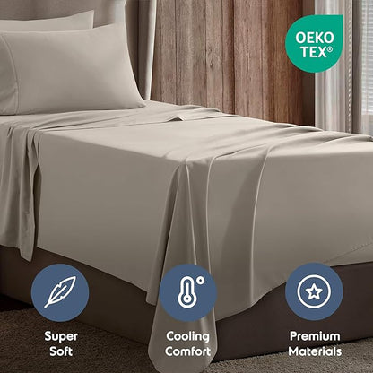 Nestl Twin XL Sheet Set - College Dorm Size - Luxury 1800 Ultra-Soft Microfiber Twin Extra Long Bed Sheets - Deep Pockets - Easy Fit - Extra Soft - 3 Piece Set (Twin XL, Linen)