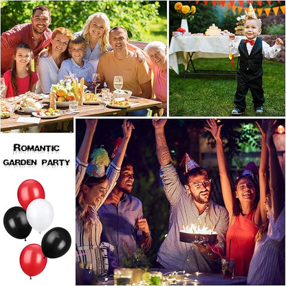 TecUnite 100 Pcs Red Black White Latex Balloons 6.6 Inch Colorful Round Balloons for Wedding Birthday Festival Racing Car Poker Card Party Decoration