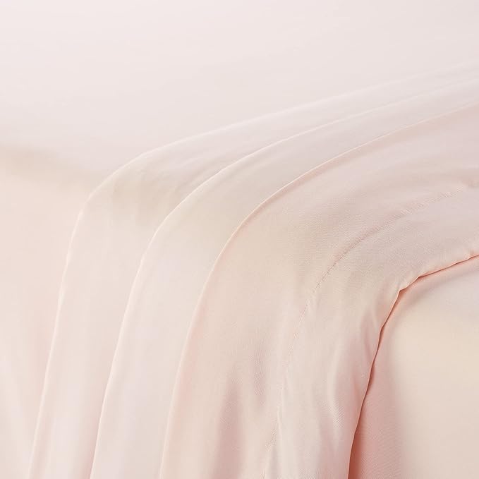 Serta Simply Clean Super Soft Hypoallergenic Stain Resistant Deep Pocket 4 Pieces Solid Bed Sheet Set, King, Blush Pink