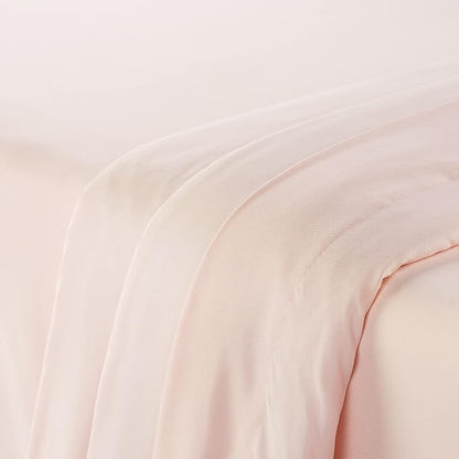 Serta Simply Clean Super Soft Hypoallergenic Stain Resistant Deep Pocket 4 Pieces Solid Bed Sheet Set, King, Blush Pink