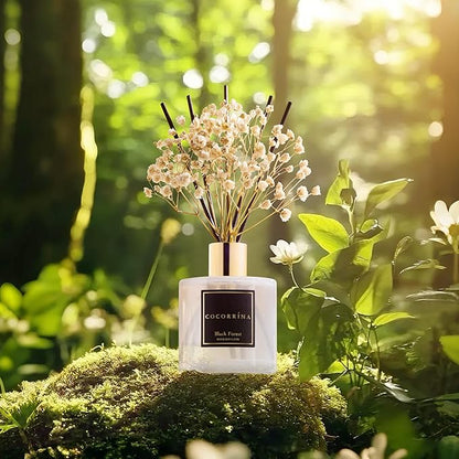 Cocorrína Reed Diffuser Sets, 6.7 fl oz. Black Forest Diffuser with Sticks Home Fragrance Reed Diffuser for Bathroom Shelf Decor