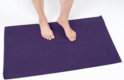 Cotton Paradise 100% Cotton Non Slip Bath Mats for Bathroom, 17x24 inch Soft Absorbent Quick Dry Machine Washable Floor Bath Mat, Purple