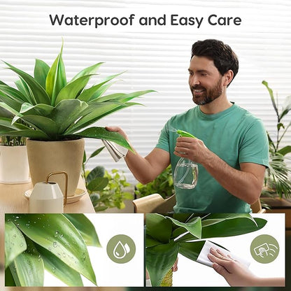 Velener Artificial Agave Plant Set,18 Inch, Faux Aesthetic Plants for Home Decor, Realistic UV Resistant Fake Agave Plants Without Pot, Set of 2