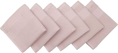 Mia'sDream Cotton Dish Cloths Kitchen Dish Rags, Waffle Weave Dish Towels, Soft and Absorbent Kitchen Hand Towels Washcloths, 12inchx12inch 6 Pack (Pink)