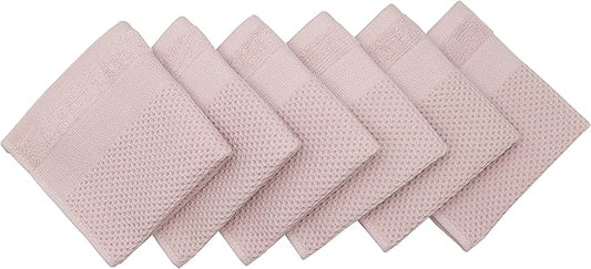 Mia'sDream Cotton Dish Cloths Kitchen Dish Rags, Waffle Weave Dish Towels, Soft and Absorbent Kitchen Hand Towels Washcloths, 12inchx12inch 6 Pack (Pink)
