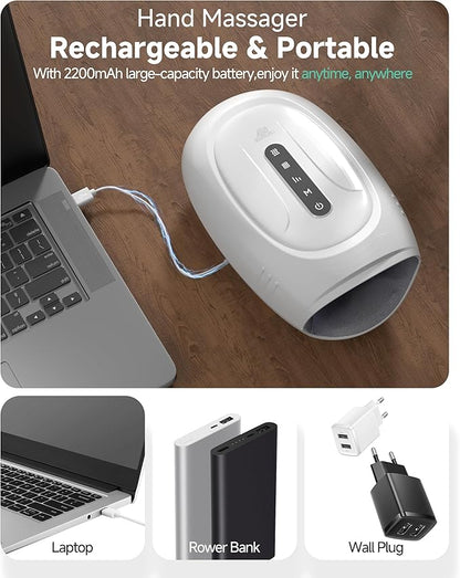 Snailax Cordless Hand Massager with Heat & Compression, Vibration and Rolling, 3 Modes & Intensities Heated Finger Wrist Massage for Arthritis and Carpal Tunnel, Hand Warmer Gifts for Women, Her