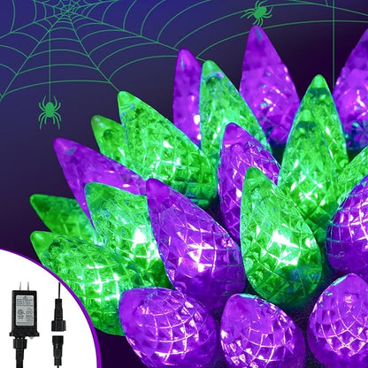 Upgraded 250 LED C6 Connectable Halloween String Lights, 82FT Purple and Green Lights, Waterproof Fairy Twinkle Light Plug in with 13 Modes & Timer for Outdoor Indoor Party Tree Halloween Decorations