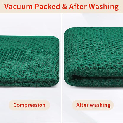Homaxy 100% Cotton Waffle Weave Kitchen Dish Towels, Ultra Soft Absorbent Quick Drying Cleaning Towel, 13 x 28 Inches, 8-Pack, Dark Green