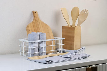 LANE LINEN 100% Cotton Kitchen Towels Set - 6 Pack Kitchen Dish Towels, Soft & Durable Size 14"x25", Good for Polishing Silverware, Cleaning Ceramic Countertops, Machine Washable - Grey Chambray